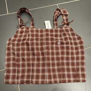 NWT Kendall and Kylie Pacsun Brown Plaid Bow Tank Top Size M